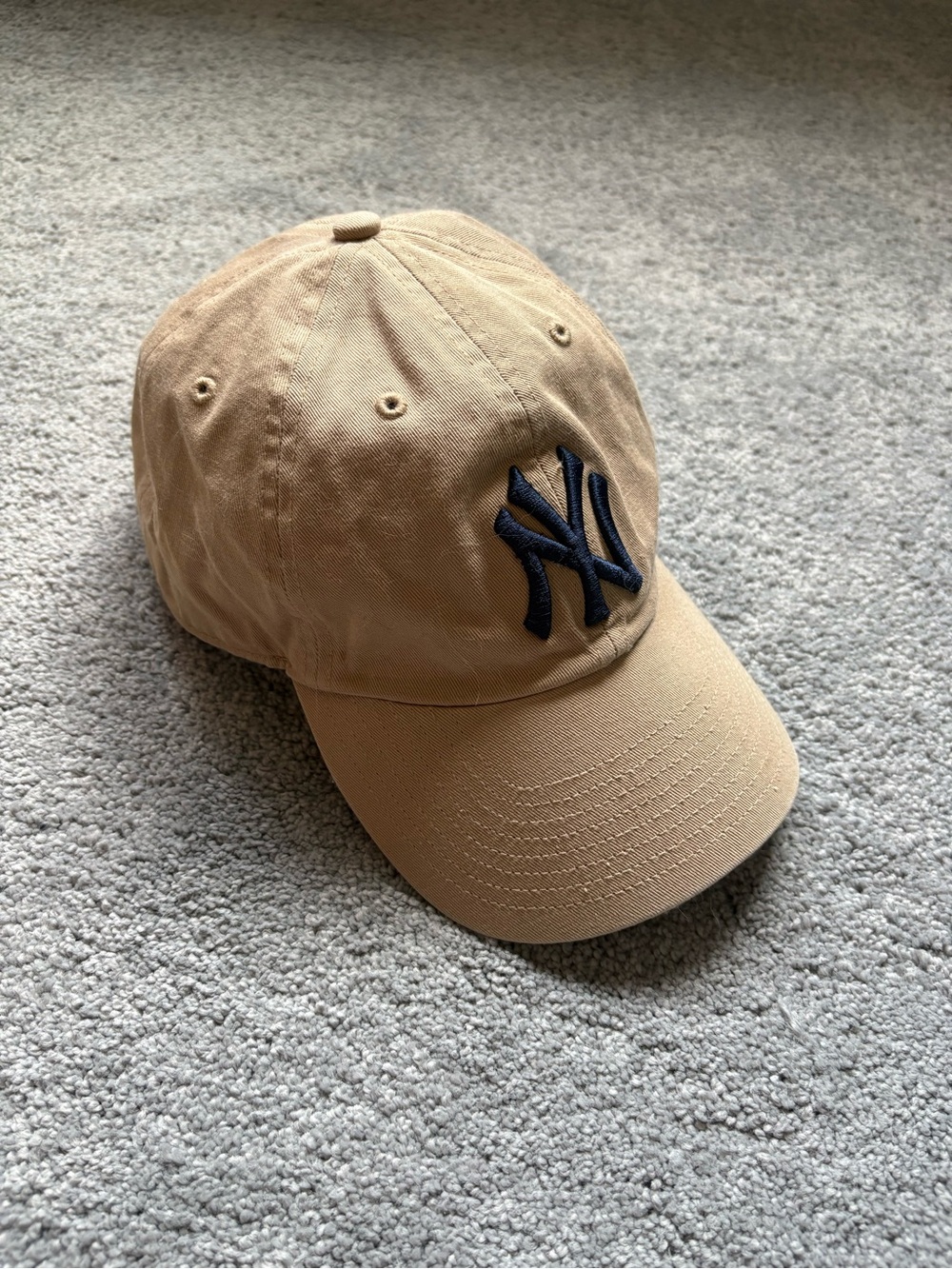 47 Tan Cap with Navy NY Logo
